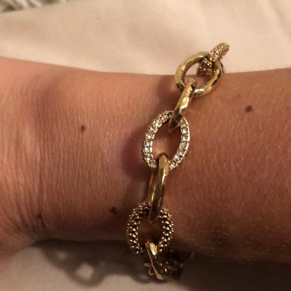 Stella & Dot Pave Gold Link Bracelet.